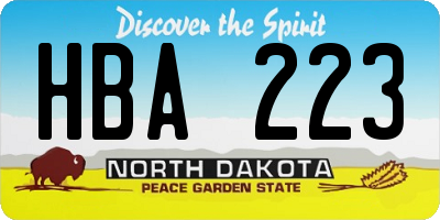 ND license plate HBA223