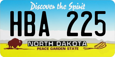 ND license plate HBA225
