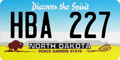 ND license plate HBA227