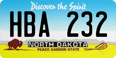 ND license plate HBA232