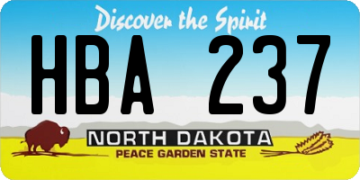 ND license plate HBA237