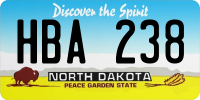 ND license plate HBA238