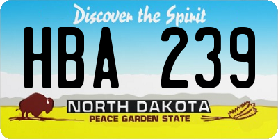 ND license plate HBA239
