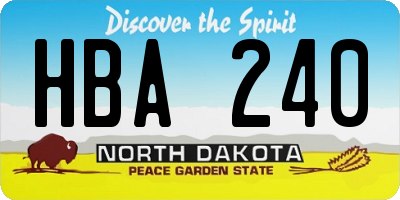 ND license plate HBA240