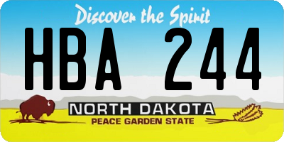 ND license plate HBA244