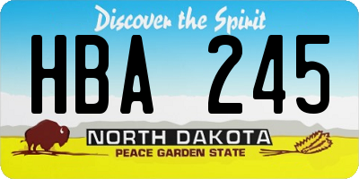 ND license plate HBA245