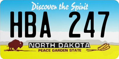 ND license plate HBA247