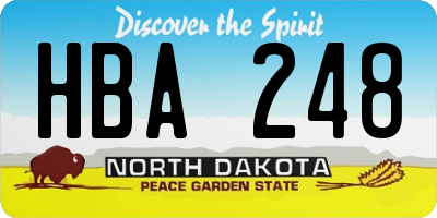 ND license plate HBA248
