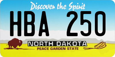 ND license plate HBA250
