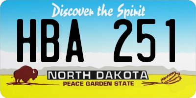 ND license plate HBA251