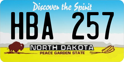 ND license plate HBA257