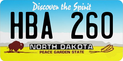 ND license plate HBA260
