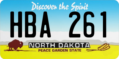 ND license plate HBA261