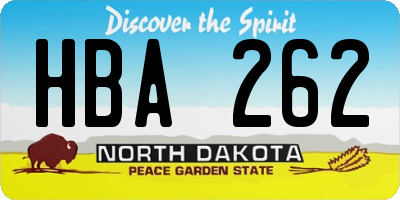 ND license plate HBA262