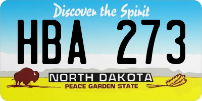 ND license plate HBA273