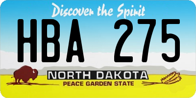 ND license plate HBA275