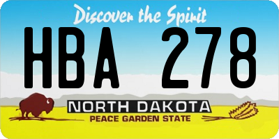 ND license plate HBA278