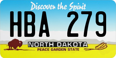 ND license plate HBA279