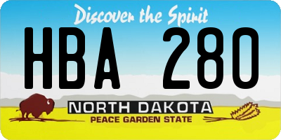 ND license plate HBA280