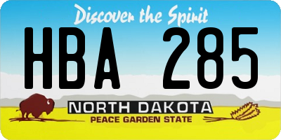 ND license plate HBA285