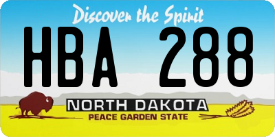 ND license plate HBA288
