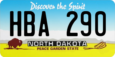 ND license plate HBA290