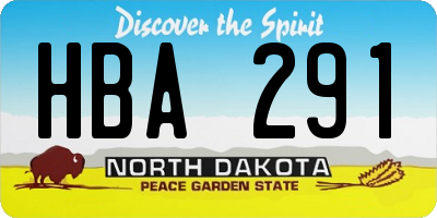 ND license plate HBA291