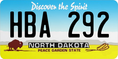 ND license plate HBA292