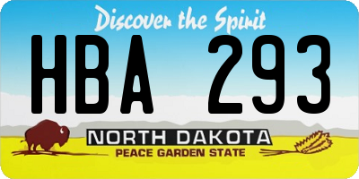 ND license plate HBA293