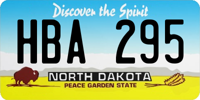 ND license plate HBA295