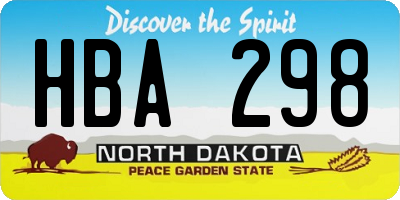 ND license plate HBA298