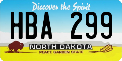 ND license plate HBA299