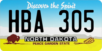 ND license plate HBA305