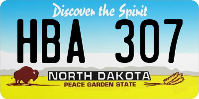 ND license plate HBA307