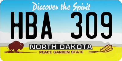 ND license plate HBA309