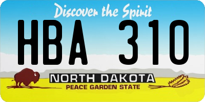 ND license plate HBA310