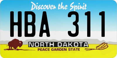 ND license plate HBA311