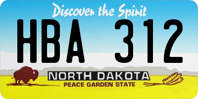ND license plate HBA312