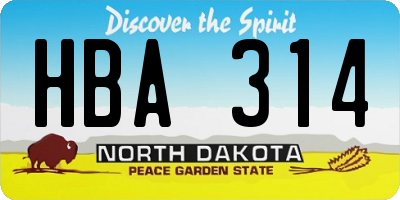 ND license plate HBA314