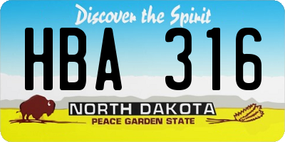 ND license plate HBA316