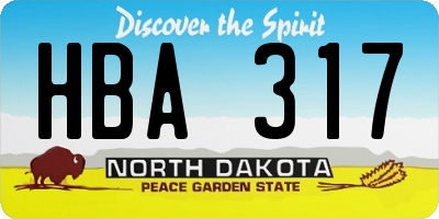 ND license plate HBA317
