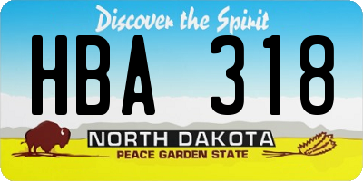 ND license plate HBA318