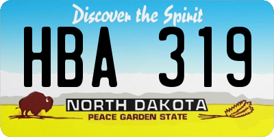 ND license plate HBA319