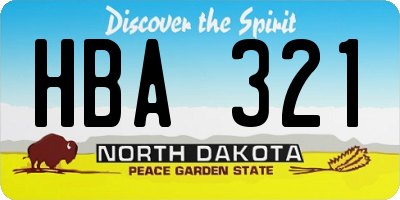 ND license plate HBA321