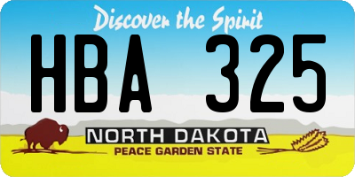 ND license plate HBA325