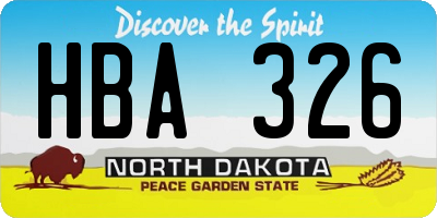 ND license plate HBA326