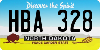 ND license plate HBA328