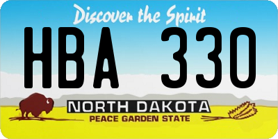 ND license plate HBA330