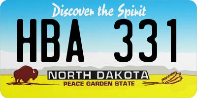 ND license plate HBA331