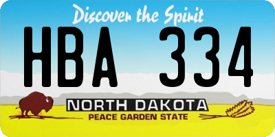ND license plate HBA334